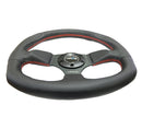 NRG Reinforced Steering Wheel (320mm Horizontal / 330mm Vertical) Leather w/Red Stitching-3