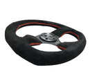 NRG Reinforced Steering Wheel (320mm Horizontal / 330mm Vertical) Suede w/Red Stitch-2