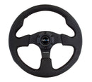 NRG Reinforced Steering Wheel (320mm) Black Leather w/Black Stitching-1