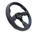 NRG Reinforced Steering Wheel (320mm) Black Leather w/Blue Stitching-2