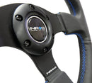 NRG Reinforced Steering Wheel (320mm) Black Leather w/Blue Stitching-3