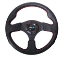 NRG Reinforced Steering Wheel (320mm) Leather w/Red Stitch-1