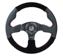 NRG Reinforced Steering Wheel (320mm/ 2.5in. Deep) Sport Leather / Suede w/ Red Stitch-1