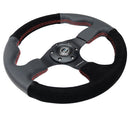 NRG Reinforced Steering Wheel (320mm/ 2.5in. Deep) Sport Leather / Suede w/ Red Stitch-2
