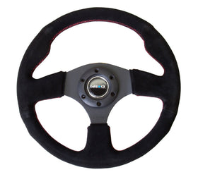 NRG Reinforced Steering Wheel (320mm) Suede w/Red Stitch - 0
