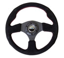 NRG Reinforced Steering Wheel (320mm) Suede w/Red Stitch-1