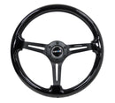 NRG Reinforced Steering Wheel (350mm / 3in. Deep) Blk Wood w/Blk Matte Spoke/Black Center Mark-1