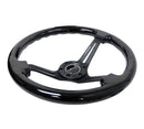 NRG Reinforced Steering Wheel (350mm / 3in. Deep) Blk Wood w/Blk Matte Spoke/Black Center Mark-3