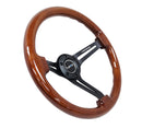 NRG Reinforced Steering Wheel (350mm / 3in. Deep) Brown Wood w/Blk Matte Spoke/Black Center Mark-2