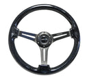 NRG Reinforced Steering Wheel (350mm / 3in. Deep) Black Multi Color Flake Wood w/ Black Matte Center-1