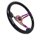 NRG Reinforced Steering Wheel (350mm / 3in. Deep) Blk Multi Color Flake w/ Neochrome Center Mark-2