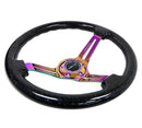 NRG Reinforced Steering Wheel (350mm / 3in. Deep) Blk Multi Color Flake w/ Neochrome Center Mark-3