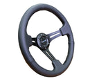 NRG Reinforced Steering Wheel (350mm / 3in. Deep) Black Leather w/ Black Stitching-3