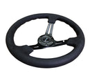 NRG Reinforced Steering Wheel (350mm / 3in. Deep) Black Leather w/ Alcantara Stitching-3