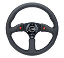 NRG Reinforced Steering Wheel (350mm/ 2.5in. Deep) Sport Leather Racing/ 4mm Matte Black Spoke-1