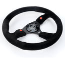 NRG Reinforced Steering Wheel (350mm/ 2.5in. Deep) Sport Suede Racing/ 4mm Matte Black Spoke-3