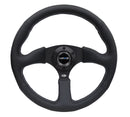 NRG Reinforced Steering Wheel (350mm / 2.5in. Deep) Blk Leather Comfort Grip w/5mm Matte Blk Spokes-1