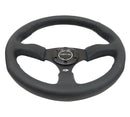 NRG Reinforced Steering Wheel (350mm / 2.5in. Deep) Blk Leather Comfort Grip w/5mm Matte Blk Spokes-2