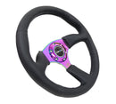 NRG Reinforced Steering Wheel (350mm / 2.5in. Deep) Leather Race Comfort Grip w/4mm Neochrome Spokes-2