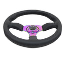 NRG Reinforced Steering Wheel (350mm / 2.5in. Deep) Leather Race Comfort Grip w/4mm Neochrome Spokes-3