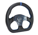 NRG Carbon Fiber Steering Wheel (320mm) Blue CF Center w/Blue Stitch Blue Center Mark Flat Bottom-1
