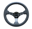 NRG Reinforced Steering Wheel (330mm/ 3in. Deep) Sport Leather Racing/ 4mm Matte Black Spoke-1