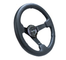 NRG Reinforced Steering Wheel (330mm/ 3in. Deep) Sport Leather Racing/ 4mm Matte Black Spoke-2