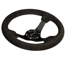 NRG Reinforced Steering Wheel (330mm / 3in Deep) Blk Suede w/Criss Cross Stitch w/Blk 3-Spoke Center-3