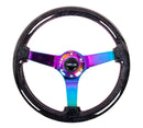 NRG Reinforced Steering Wheel (350mm / 3in. Deep) Classic Blk Sparkle w/4mm Neochrome 3-Spoke Center-1