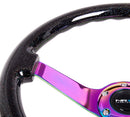 NRG Reinforced Steering Wheel (350mm / 3in. Deep) Classic Blk Sparkle w/4mm Neochrome 3-Spoke Center-3