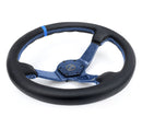 NRG Reinforced Steering Wheel (350mm) Blue Carbon Fiber Center - Blue Stitching & Center Mark-3
