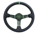 NRG Reinforced Steering Wheel (350mm) Green Carbon Fiber Center - Green Stitching & Center Mark-1