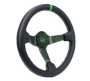 NRG Reinforced Steering Wheel (350mm) Green Carbon Fiber Center - Green Stitching & Center Mark-2