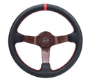 NRG Carbon Fiber Steering Wheel 350mm 3in Deep Red Carbon Fiber Red Stiching Red Center Mark Leather-1