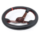NRG Carbon Fiber Steering Wheel 350mm 3in Deep Red Carbon Fiber Red Stiching Red Center Mark Leather-2