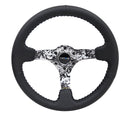 NRG Reinforced Steering Wheel (350mm / 3in. Deep) Blk Leather w/Hydrodipped Digi-Camo Spokes-1