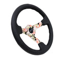NRG Reinforced Steering Wheel (350mm / 3in. Deep) Blk Leather Floral Dipped w/ Blk Baseball Stitch-2