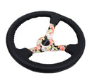 NRG Reinforced Steering Wheel (350mm / 3in. Deep) Blk Leather Floral Dipped w/ Blk Baseball Stitch-3
