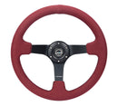NRG Reinforced Steering Wheel (350mm/ 3in. Deep) Black Spoke/ Burgundy Alcantara w/ Black Stitch-1