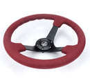 NRG Reinforced Steering Wheel (350mm/ 3in. Deep) Black Spoke/ Burgundy Alcantara w/ Black Stitch-3