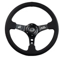 NRG Reinforced Steering Wheel (3in. Deep) Mad Mike /5mm Spoke/ Alcantara Finish/ Black Stitching-1