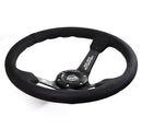 NRG Reinforced Steering Wheel (3in. Deep) Mad Mike /5mm Spoke/ Alcantara Finish/ Black Stitching-2