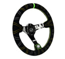 NRG Reinforced Steering Wheel (350mm / 3in. Deep) Blk Suede w/Color Stitch (Kyle Mohan Edition)-2