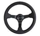 NRG Reinforced Steering Wheel (350mm / 3in. Deep) Bk Leather w/Bk BBall Stitch (Odi Bakchis Edition)-1