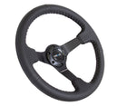 NRG Reinforced Steering Wheel (350mm / 3in. Deep) Bk Leather w/Bk BBall Stitch (Odi Bakchis Edition)-2