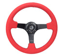 NRG Reinforced Steering Wheel (350mm/3in. Deep) Matte Black Spoke/ Red Alcantara w/ Black Stitching-1