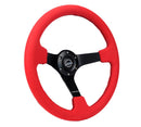 NRG Reinforced Steering Wheel (350mm/3in. Deep) Matte Black Spoke/ Red Alcantara w/ Black Stitching-2