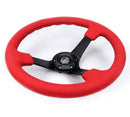 NRG Reinforced Steering Wheel (350mm/3in. Deep) Matte Black Spoke/ Red Alcantara w/ Black Stitching-3