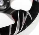NRG Reinforced Steering Wheel (3in. Deep) Jeff Jones Sig Blk Suede, Red Stich, Car Livery Embroidery-4
