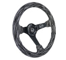 NRG Reinforced Steering Wheel (350mm / 3in. Deep) Microfiber/Black Stitch w/5mm Matte Black Spokes-2